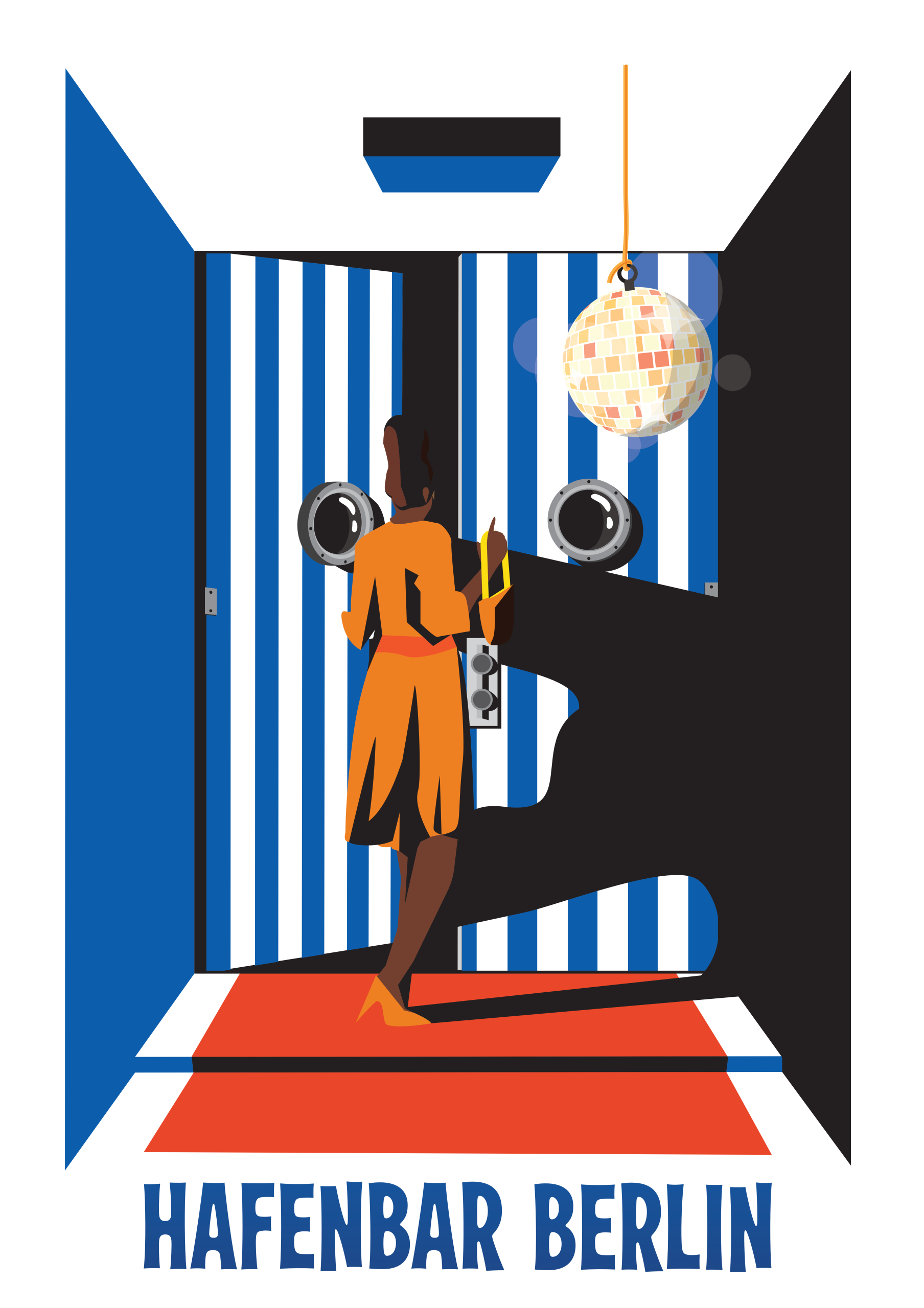 Hafenbar blau weiße Tür